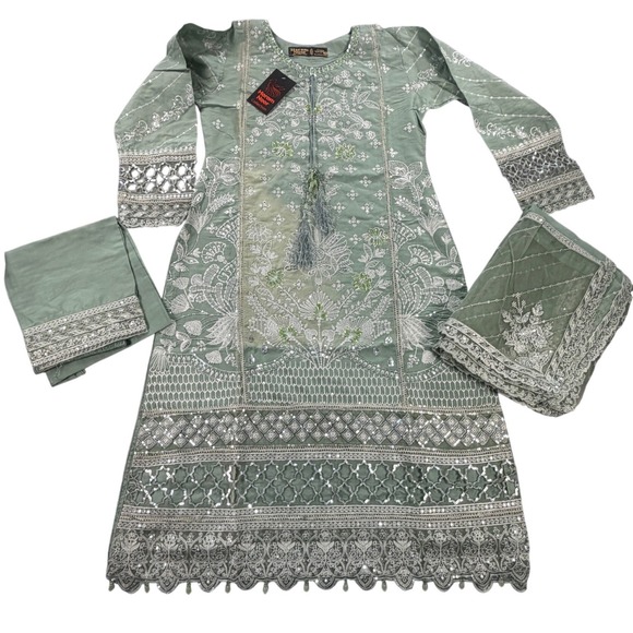 Haram Noor Collection Pants - Haram Noor Embroidered 3-Piece Salwar Kameez Suit